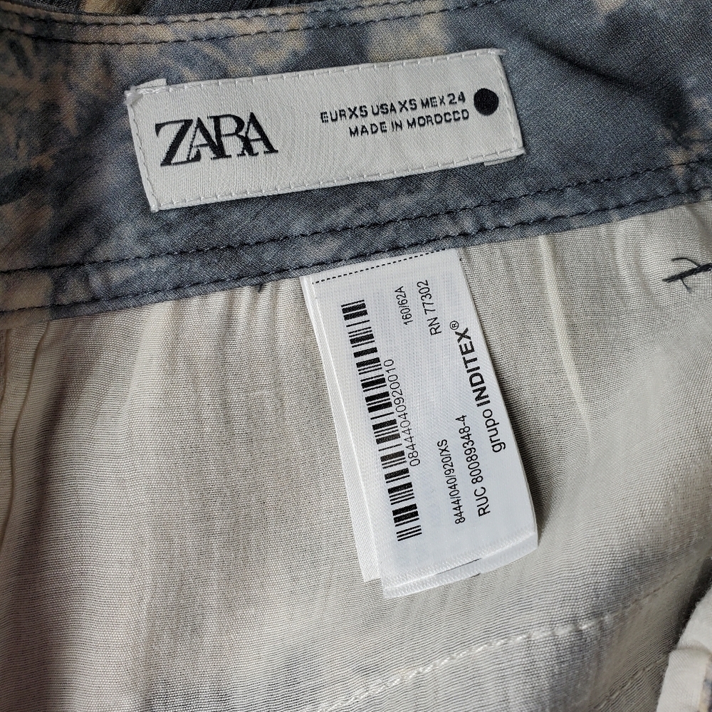 NWT Zara Semi-Sheer Printed Women's High Waisted Pants 100% Viscose Size XS - Picture 3 of 16
